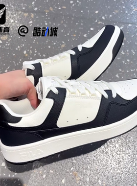 FILA斐乐 TARGA 1+圆盾鞋黑白男百搭休闲运动网球鞋A12M541001FSB