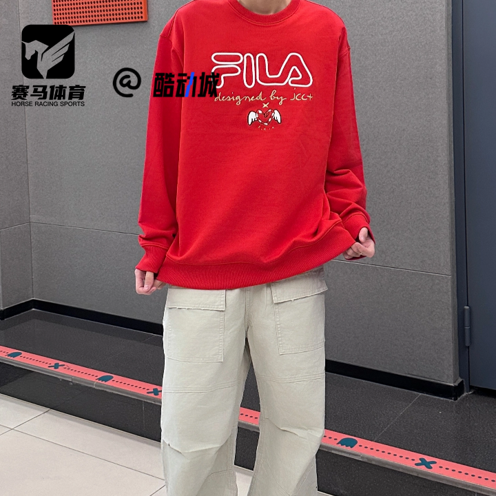 FILA斐乐 ORIGINALE叕运蛇传奇红男女舒适保暖卫衣F11U519203F-RD