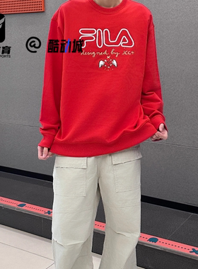 FILA斐乐 ORIGINALE叕运蛇传奇红男女舒适保暖卫衣F11U519203F-RD