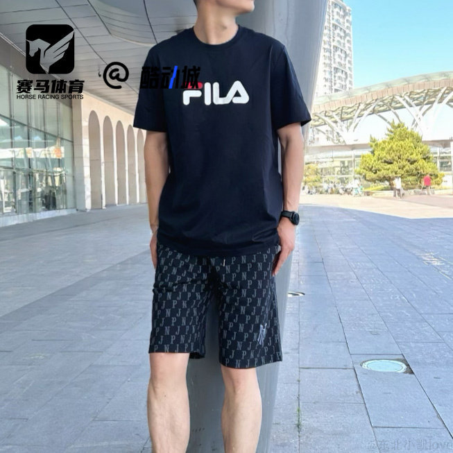 斐乐运动生活缟玛瑙黑短袖T恤