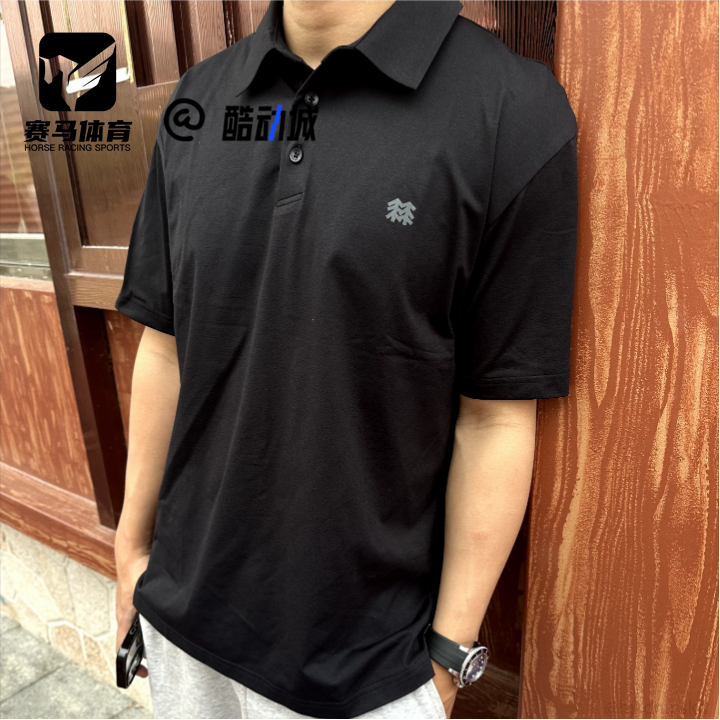 KOLON SPORT可隆黑色男子商务休闲速干透气短袖Polo衫TLTCM26521