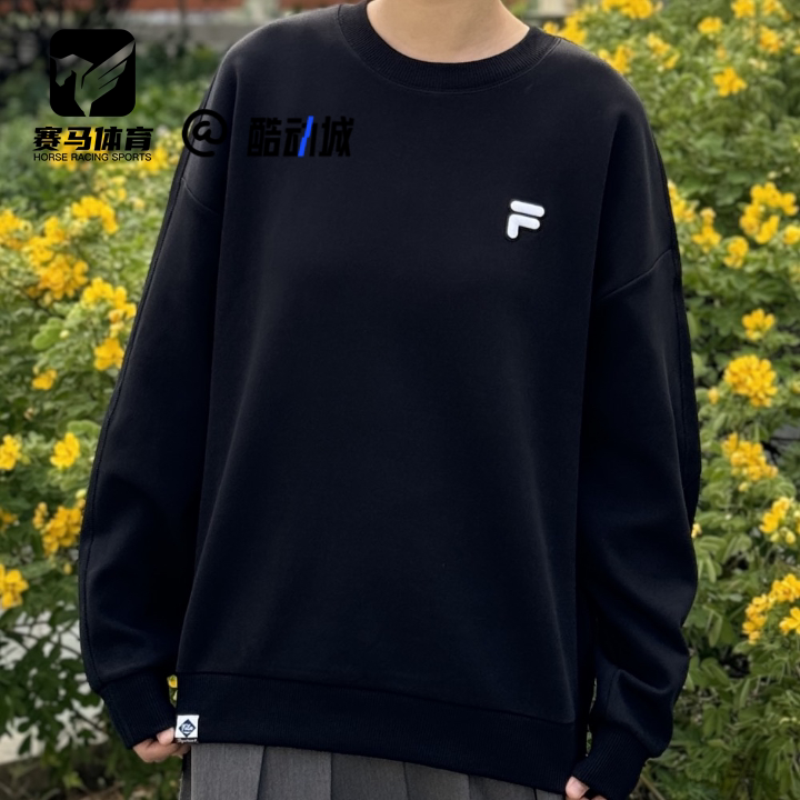 FILAFOB黑色男女加绒套头卫衣