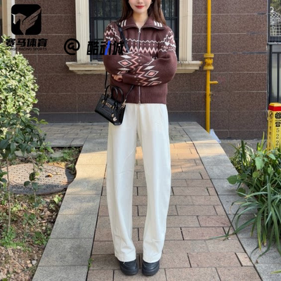 FILA女子宽松针织直筒休闲裤