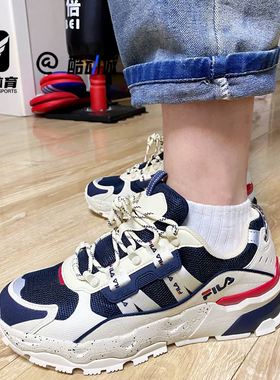 FILA斐乐 满天星白蓝男女减震透气老爹鞋运动休闲鞋F12W/M134155F