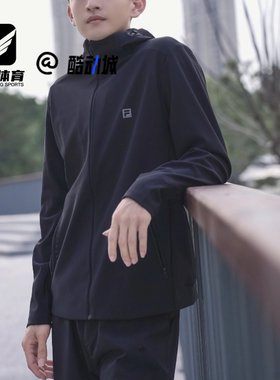 FILA斐乐Fitness 黑色男子舒适百搭防风连帽夹克A11M531503F-BK