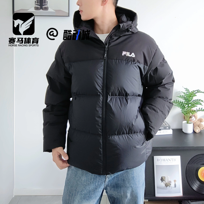 FILA黑色男子防风保暖羽绒服