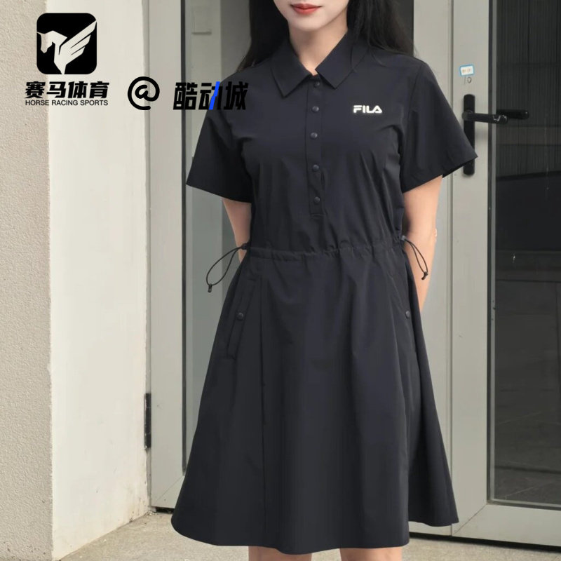 斐乐女子活页工装裙短袖连衣裙