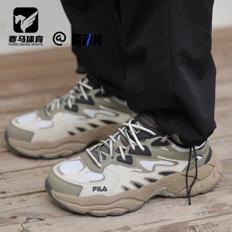 斐乐蕨草灰色男子耐磨休闲跑步鞋