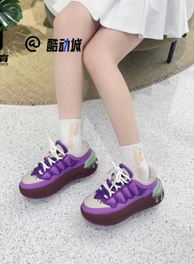 FILA斐乐 萝卜鞋紫棕女子厚底增高板鞋运动休闲鞋F12W411201FPA
