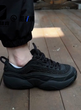 FILA斐乐潮牌 火焰鞋黑色男子潮流运动复古篮球鞋T12M443217FBM