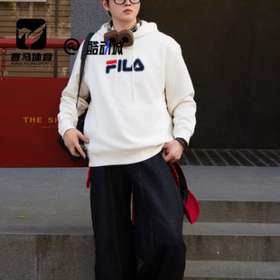 蒸汽白男女简约百搭加绒卫衣F51U549201F FILA斐乐 ORIGINALE