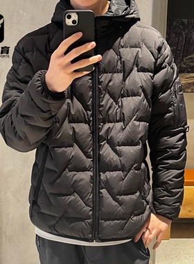 KOLON SPORT可隆黑色男士纯色连帽运动休闲轻薄羽绒服TLJDW25913