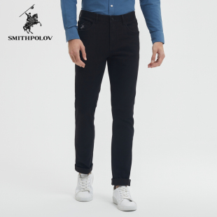 休闲直筒长裤 SMITHPOLOV斯密特保罗男士 新款 2024秋季 黑色牛仔裤