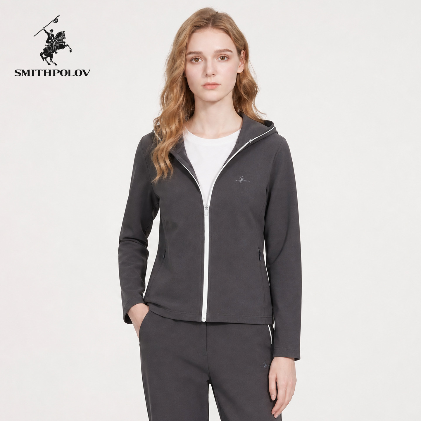 【商场同款】SMITHPOLOV斯密特保罗女士连帽运动上衣休闲夹克外套