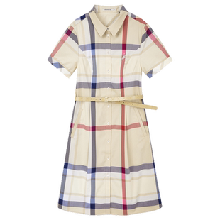 【商场同款】SMITHPOLOV斯密特保罗夏新款英伦气质格纹短袖连衣裙