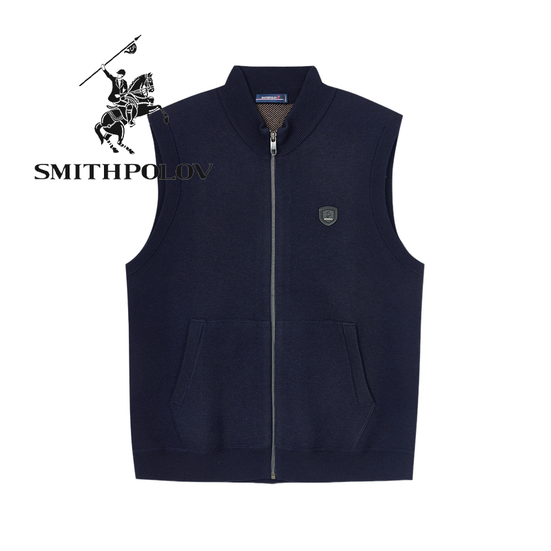 【绵羊毛】SMITHPOLOV斯密特保罗秋季新款马甲男士毛衣针织开衫