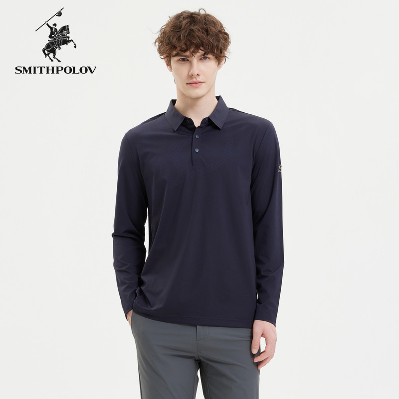 SMITHPOLOV斯密特保罗长袖polo衫男翻领新款商务休闲男装T恤男款