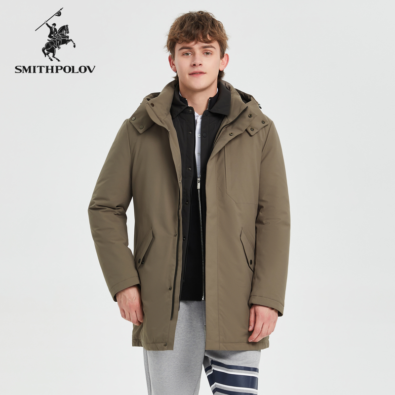 斯密特保罗中长款连帽羽绒服