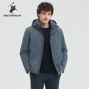 【兔毛皮】SMITHPOLOV斯密特保罗羽绒服冬季鹅绒商务短款保暖外套