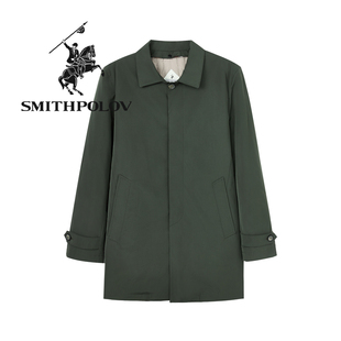 SMITHPOLOV斯密特保罗男士纯色时尚风衣秋季新款高级感休闲男外套