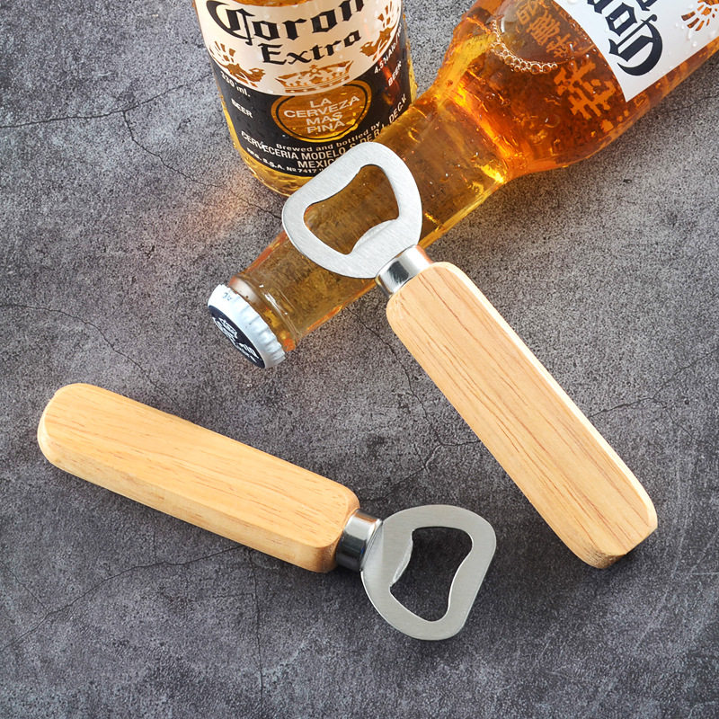 不锈钢开瓶器 啤酒酒起子 创意木柄广告啤酒开酒器