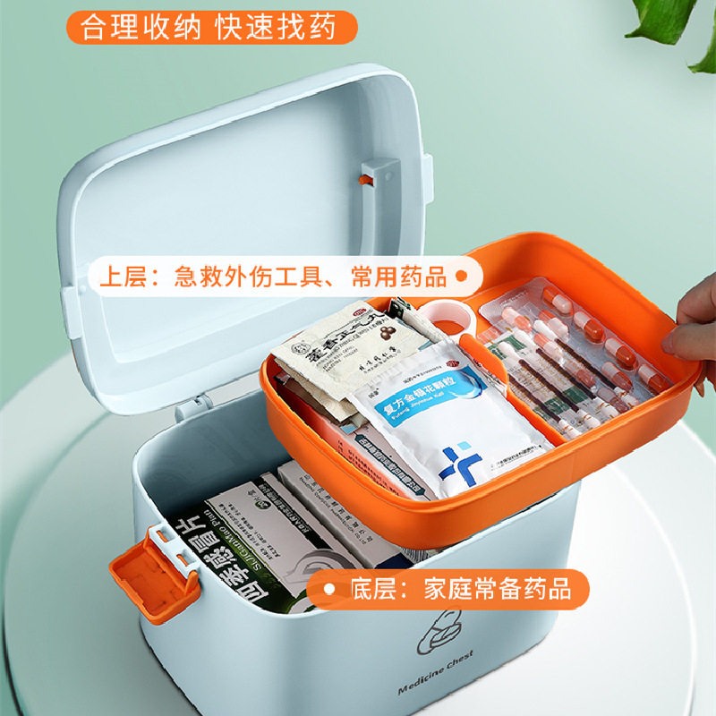 多层手提塑料药盒便携折叠储物箱特大玩具箱收纳整理箱医药箱家用