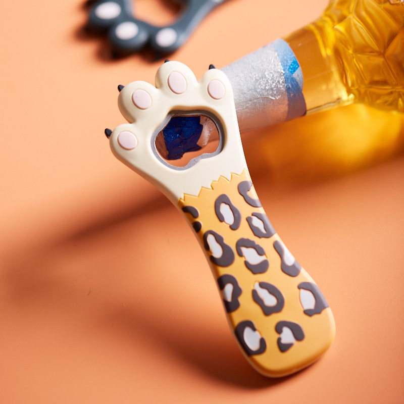 大波纹点时尚啤酒硅胶开启器 可爱创意礼品猫爪磁吸开瓶器冰箱贴