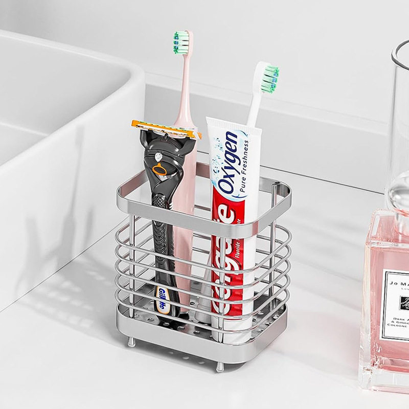 电动牙刷置物架卫生间台面免打孔壁挂不锈钢牙刷沥水架牙膏收纳架