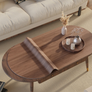 仿木纹胡桃木原木风椭圆形茶几垫圆弧形长椭圆桌布餐桌垫桌面垫