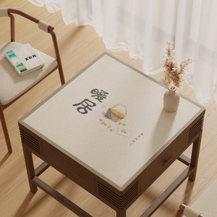 中古风皮革四方桌桌垫正方形桌布免洗防水防油八仙桌餐桌垫茶几垫