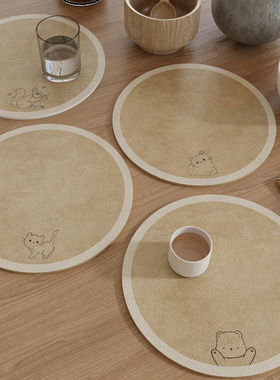简约皮革餐垫隔热垫杯垫西餐垫卡通防水防油免洗锅垫餐桌垫碗盘垫