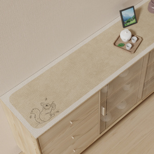 日式素雅餐边柜桌垫鞋柜垫皮革桌布防水防油电视柜垫桌面保护垫