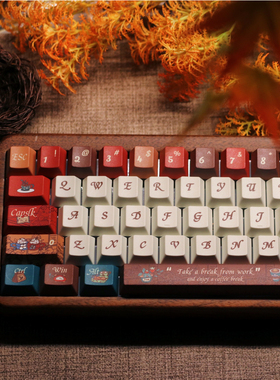 FKKeys焦糖可可键帽机械键盘帽原创设计键帽红色手绘卡通可爱键帽