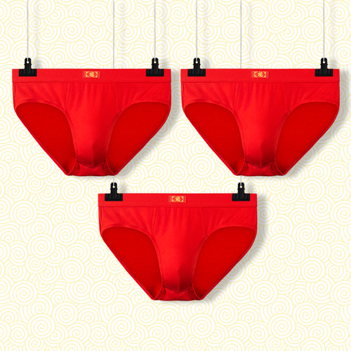 莫代尔红色男士三角裤