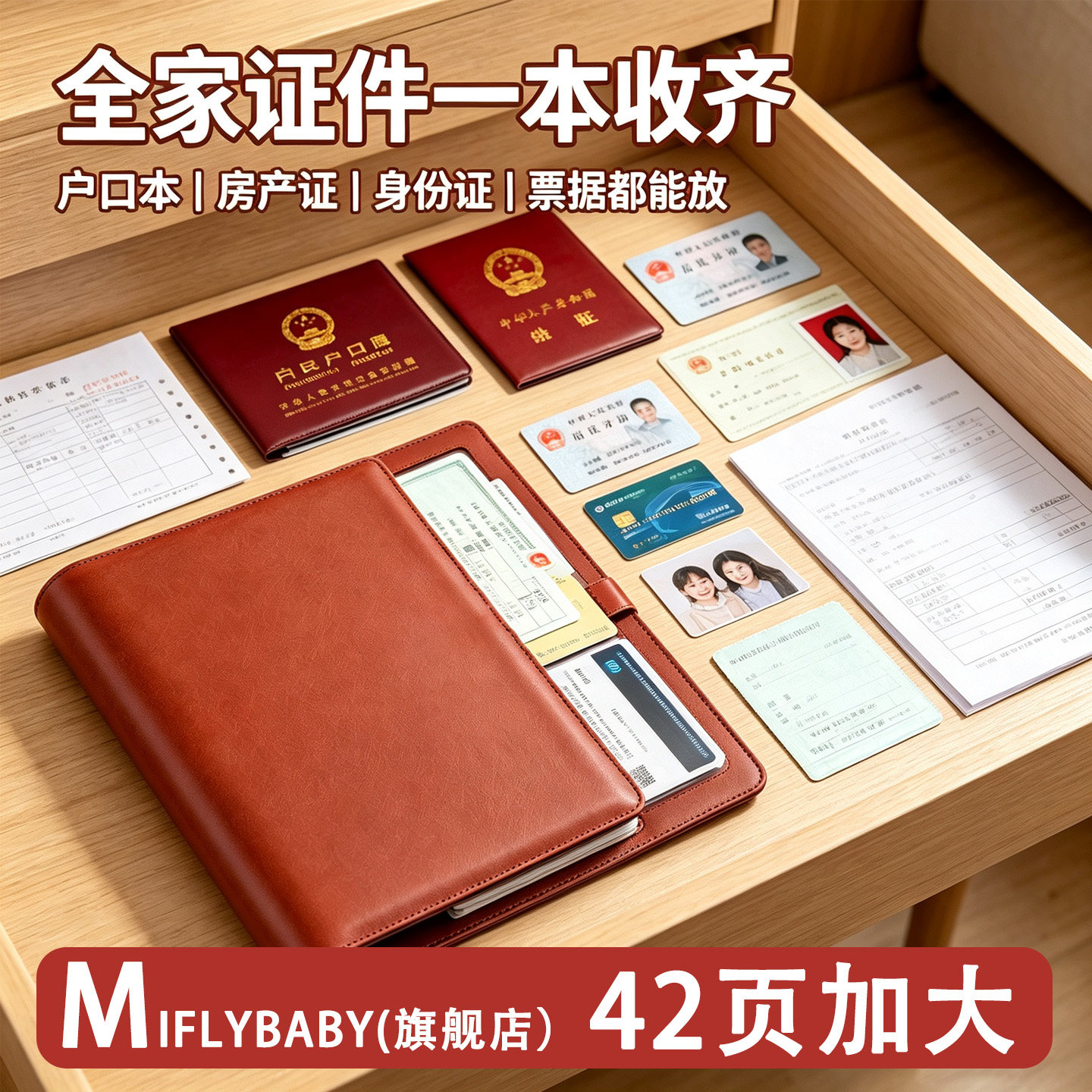 全家证件一本收纳大容量a4收纳册证书孕检宝宝档案册卡套收纳神器