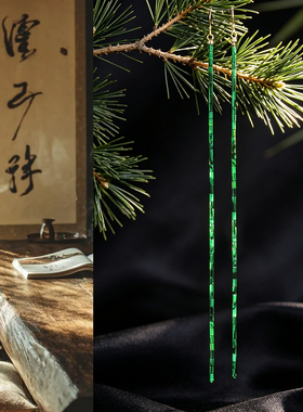 东陵玉流苏超长耳饰耳钩孔雀石虎眼石青金石新中式配旗袍拍照耳环