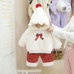 婴儿女宝宝衣服套装冬季婴幼童加厚夹棉女孩冬装婴幼儿冬款两件套