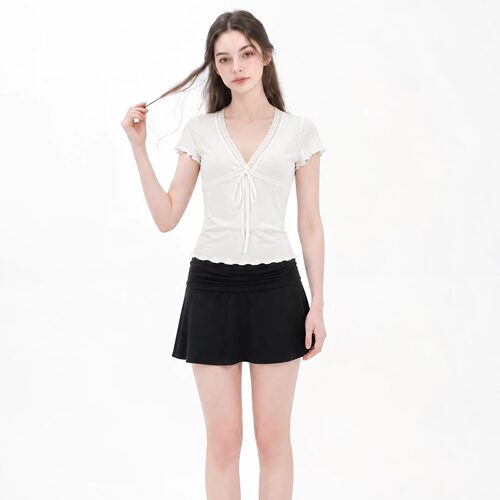 TRUECALM starla mini skirt 2026夏季短裙百搭A字黑色半身裙