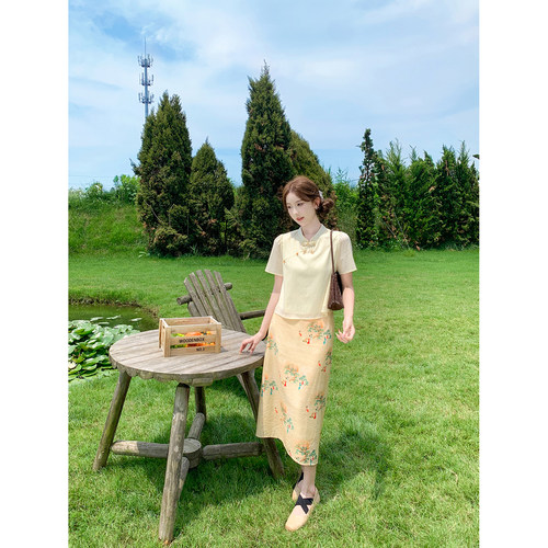 SHAOER【游园惊梦】“68莱赛尔”国风盘扣上衣+复古印花半身裙