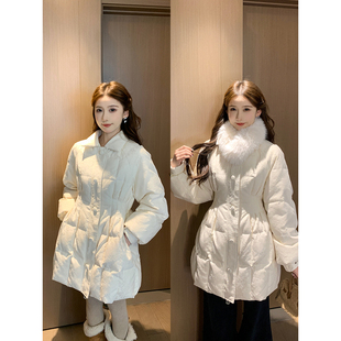 SHAOER【雪花之下】韩系冬季收腰显瘦蕾丝气质羽绒服S725R21090