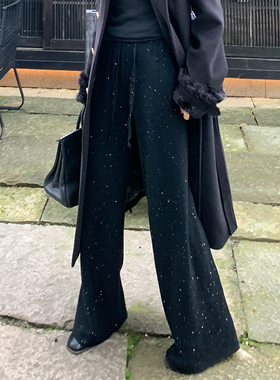 SHAOER【糯米糕】时尚亮片仿貂绒纱线百搭显瘦针织裤S725Z19659