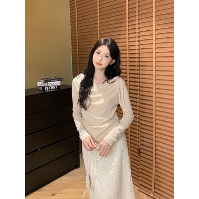 SAHOER【烟波玉】秋季新品修身时尚蝴蝶结毛织打底女 S725Z15462