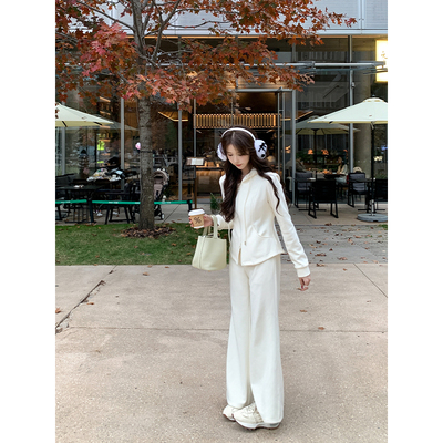 SHAOER【休闲派】秋冬通勤百搭针织连帽卫衣卫裤套装S725A19402