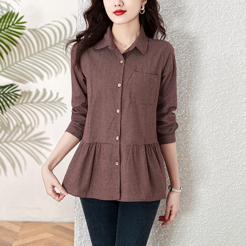 ROUMIKL高端广东深圳南油上衣初秋女装普宁中长款独特漂亮纯格子