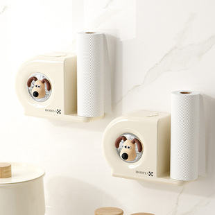 保鲜膜套收纳盒奶油风二合一厨房免打孔壁挂抽取式剩饭菜罩整理盒