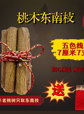 五色线桃木东南枝老桃树枝随身携带摆件客厅婴儿床头压惊