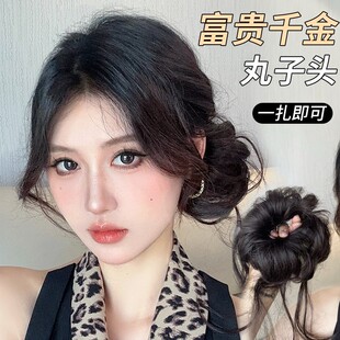 古早味龙须侧丸子头假发圈女日系甜妹花苞头发包自然蓬松盘发神器