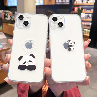 8plus软壳12男女6s防摔 Panda可爱小熊猫创意适用iPhone14ProMax苹果13手机壳14Plus透明15硅胶XR情侣XS全包7