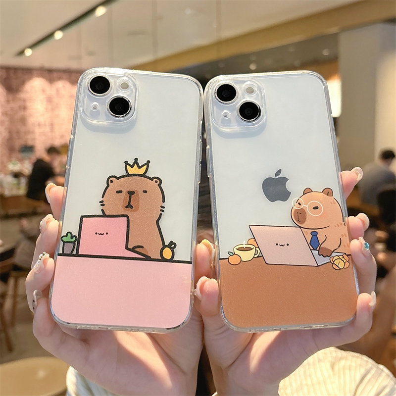 卡通土拨鼠玩电脑创意新款适用iPhone16手机壳苹果15promax软壳14plus硅胶13透明11防摔12可爱7全包8趣味男女