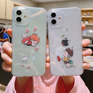 卡通日漫宗介波妞适用苹果14promax手机壳iPhone12mini透明情侣女8plus/se3新款6s/7防摔壳男13pro可爱16/8XS